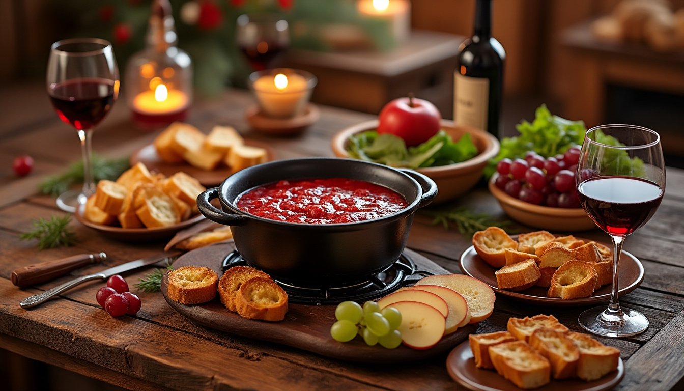 découvrez nos recettes et astuces pour réussir une fondue au vin rouge savoureuse, un plat convivial idéal pour partager un moment chaleureux entre amis ou en famille.