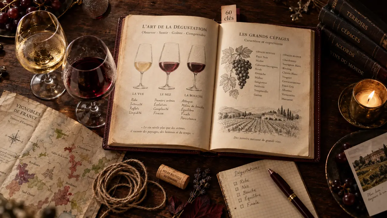 Livre oenologie : livres d’œnologie et dégustation sur table en chêne