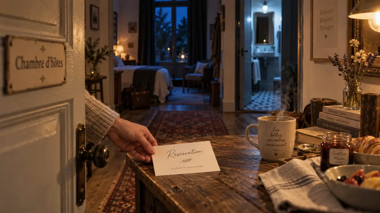 Chambre d hôtes quebec : accueil, carte de réservation sur table}}